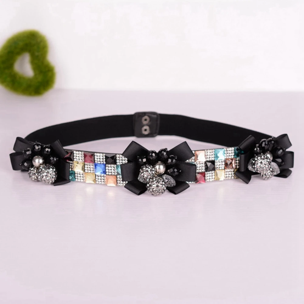 

Винтажный тонкий поясной ремень для женщин, цветочный ремень с бусинами из кристаллов, эластичный пояс