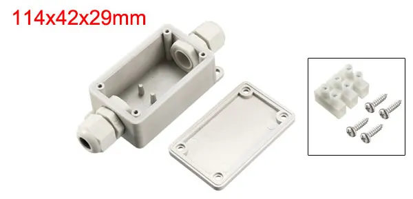 White 114x42x29mm Uxcell водонепроницаемый внутренний, наружный кабель втулка электрическая распределительная коробка с клеммной полосой DIY Защита питания корпус - Цвет: White 114x42x29mm
