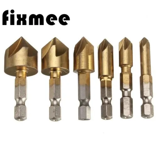 6 шт. набор сверл для зенковки 1/4 &quotшестигранный хвостовик HSS 5 Флейта Зенковка 90