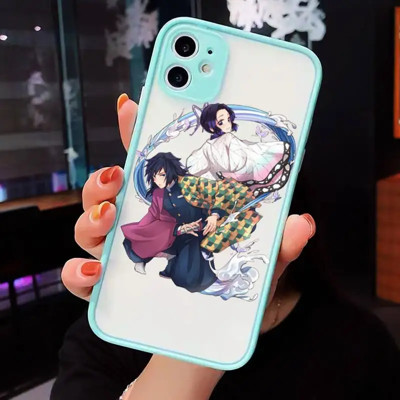 

Kimetsu No Yaiba Demon Slayer Anime Phone Case Clear Funda matte transparent For blue iPhone 7 8 x xs xr 11 12 pro plus max mini