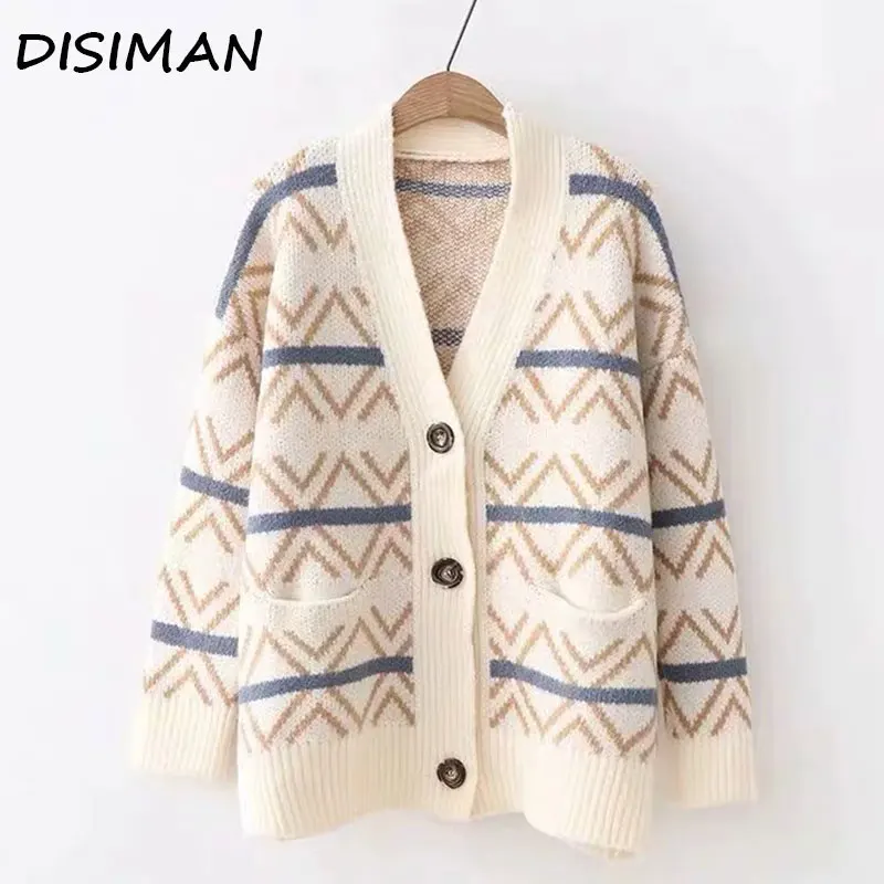 Повседневный осенне-зимний 2019 вязаный женский кардиган большого размера