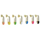 Флуоресцентная неоновая эмаль безопасная булавка Золотая Сережка-гвоздик цвет микро паве прозрачный CZ Радужный Европейский черный женский Горячая Распродажа ювелирных изделий