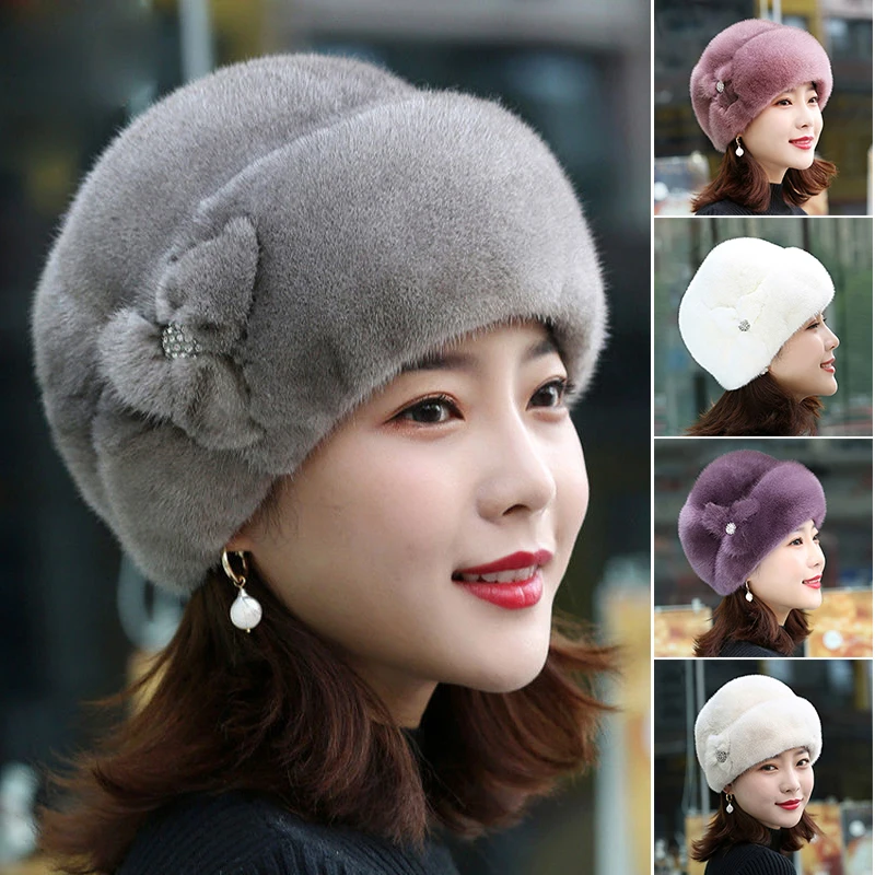 Faux Fur Trimmed Winter Fashion Hat for Women Fashionable Outdoor Warm Hats Birthday Gift AIC88