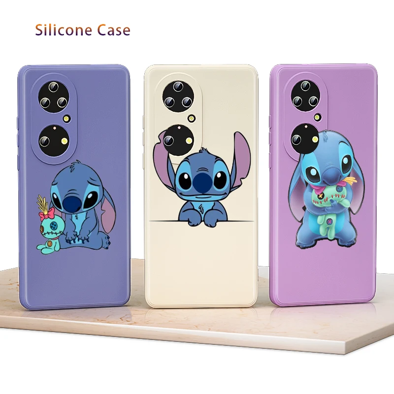

Lilo Stitch Cartoon Liquid Silicone Soft Cover For Huawei P50 P40 P30 P20 P Smart Z Pro Lite E Plus 2021 Phone Case