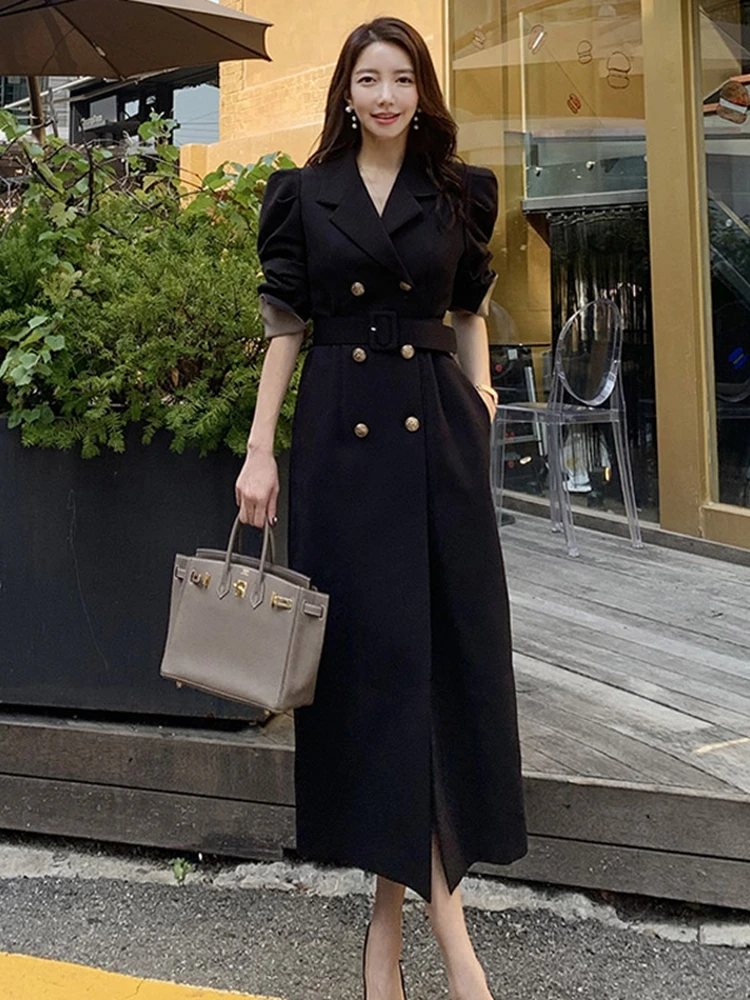 

Autumn Winter High quality Office Double Breasted sashes Trench Coats Women Notched Long sleeve Elegant Windbreaker Overcoats