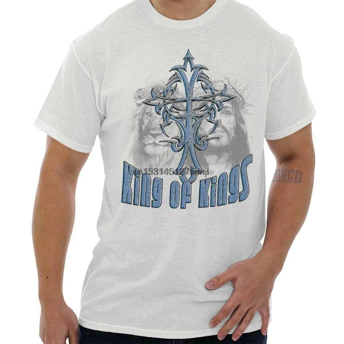 Футболка с надписью King of Kings Lion Christian футболка Jesus Christ Gift Ideas|Мужские футболки| |