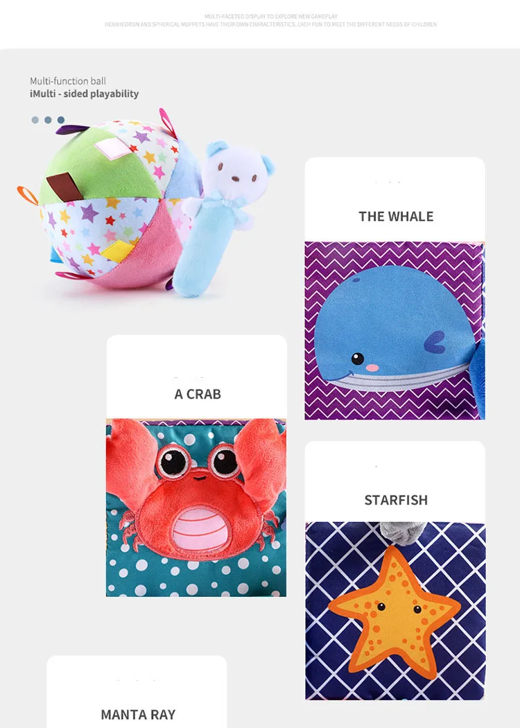

Baby Cloth Cube/Ball Bibi Sticks Toy Kids Crab Whale Plush Toy Rattles Newborn Infant Soft Early Educational Toy
