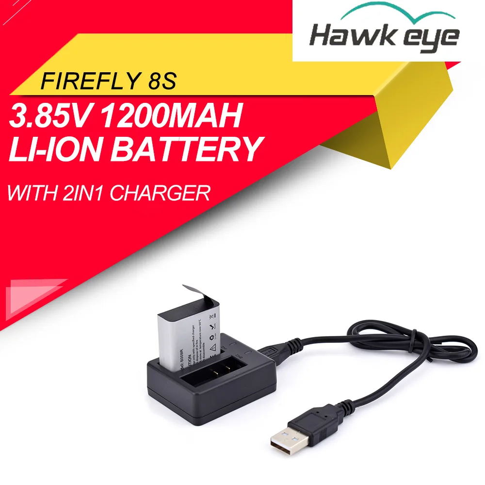 Hawkeye Firefly 8S 8SE Экшн-камера 3 85 V 1200mAh литий-ионная сменная батарея с 2в1 зарядным