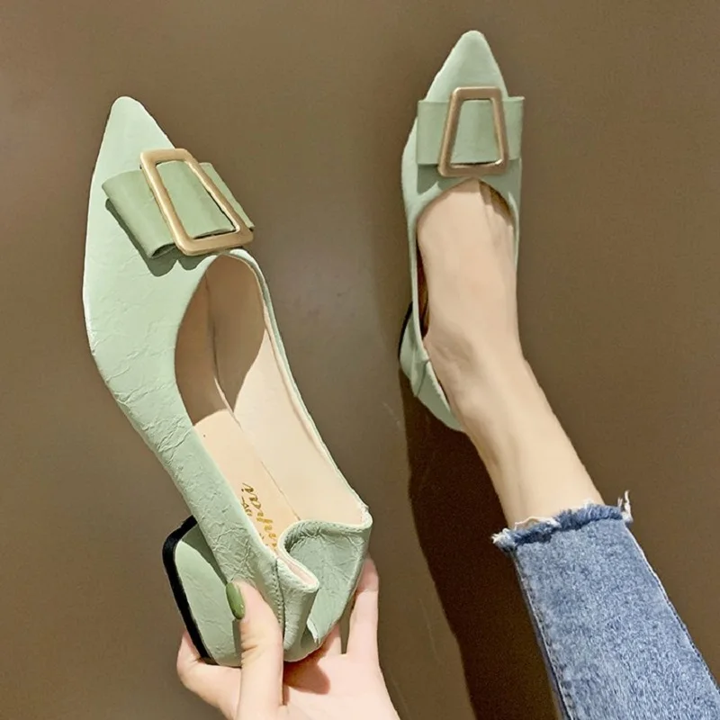 

Удобные женские туфли в стиле ретро, мягкая подошва, заостренный носок, высокий каблук средней высоты, универсальные, весна-осень