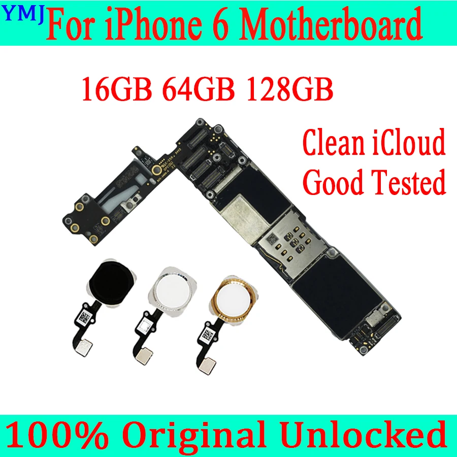 С/без Touch ID для iphone 6 материнская плата+ Бесплатный iCloud, оригинальная разблокированная материнская плата для iphone 6 16 Гб 64 Гб 128 ГБ