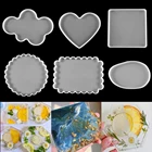 Форма для литья из смолы, 1 шт., силиконовая Геометрическая пластина, тарелка, дисплей, смола, подставка, круглая, квадратная, для размещения ювелирных изделий, сделай сам, эпоксидная смола