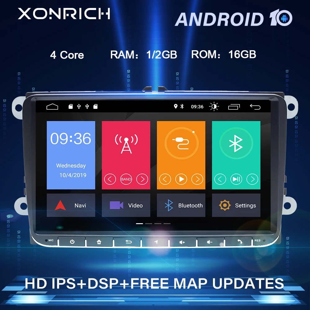 Автомагнитола 2DIN для VW Passat B6 мультимедийный DVD-проигрыватель на Android 10 с 9