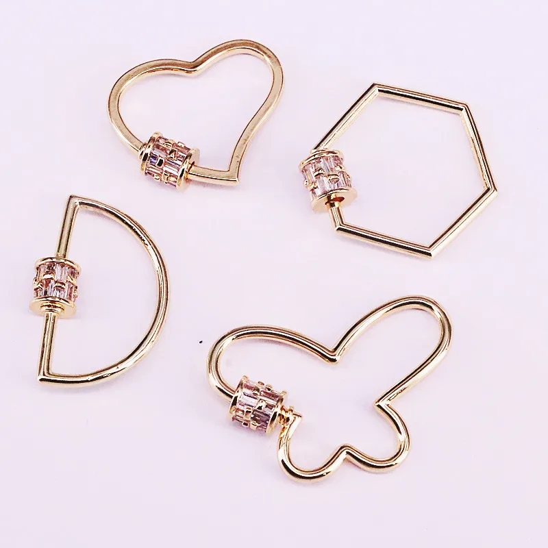 5 шт. CZ Micro Pave Сердце Бабочка крест Хамса рука геометрическая форма застежка