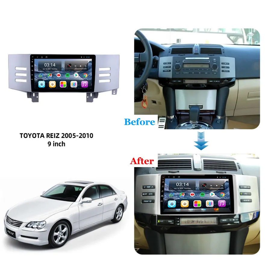 Автомагнитола 9 дюймов Android 10 TOYOTA REIZ 2005/2006/2007/2008/2009/2010 DSP мультимедиа GPS-навигация