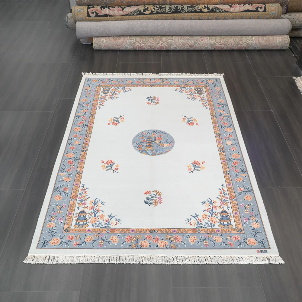 Ковер шерстяной ручной работы 6x9 дюймов синий в китайском стиле | Дом и сад