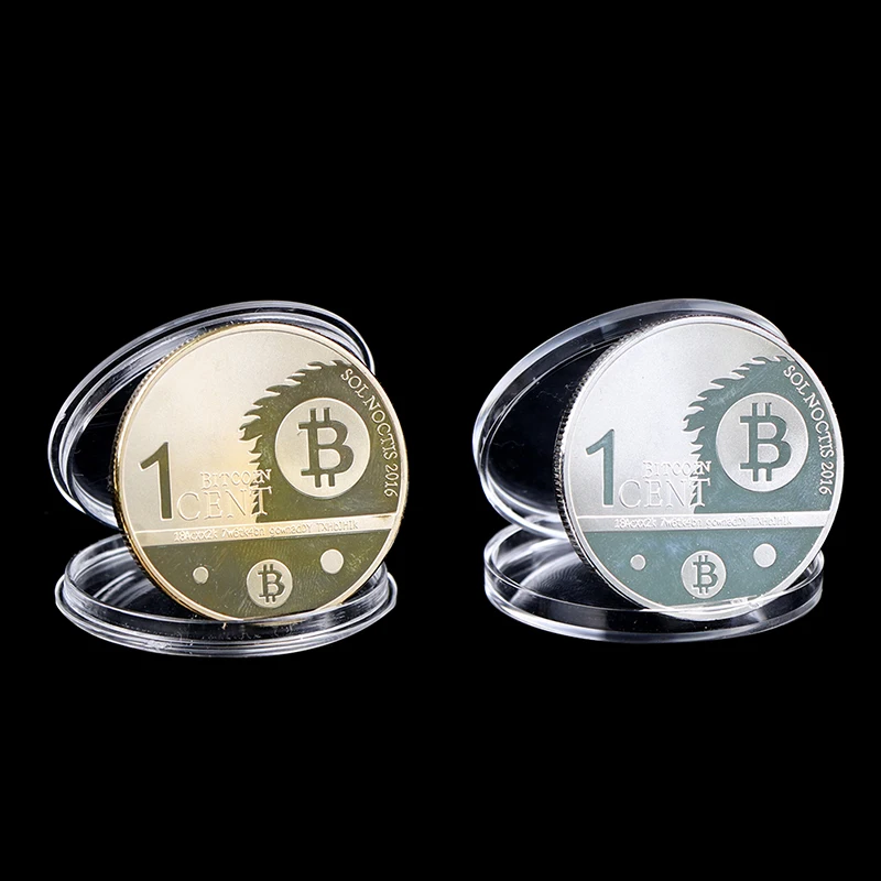 40mm One Bitcent Souvenir Coin Bitcoin Physical Medal Gold/Silver Plated