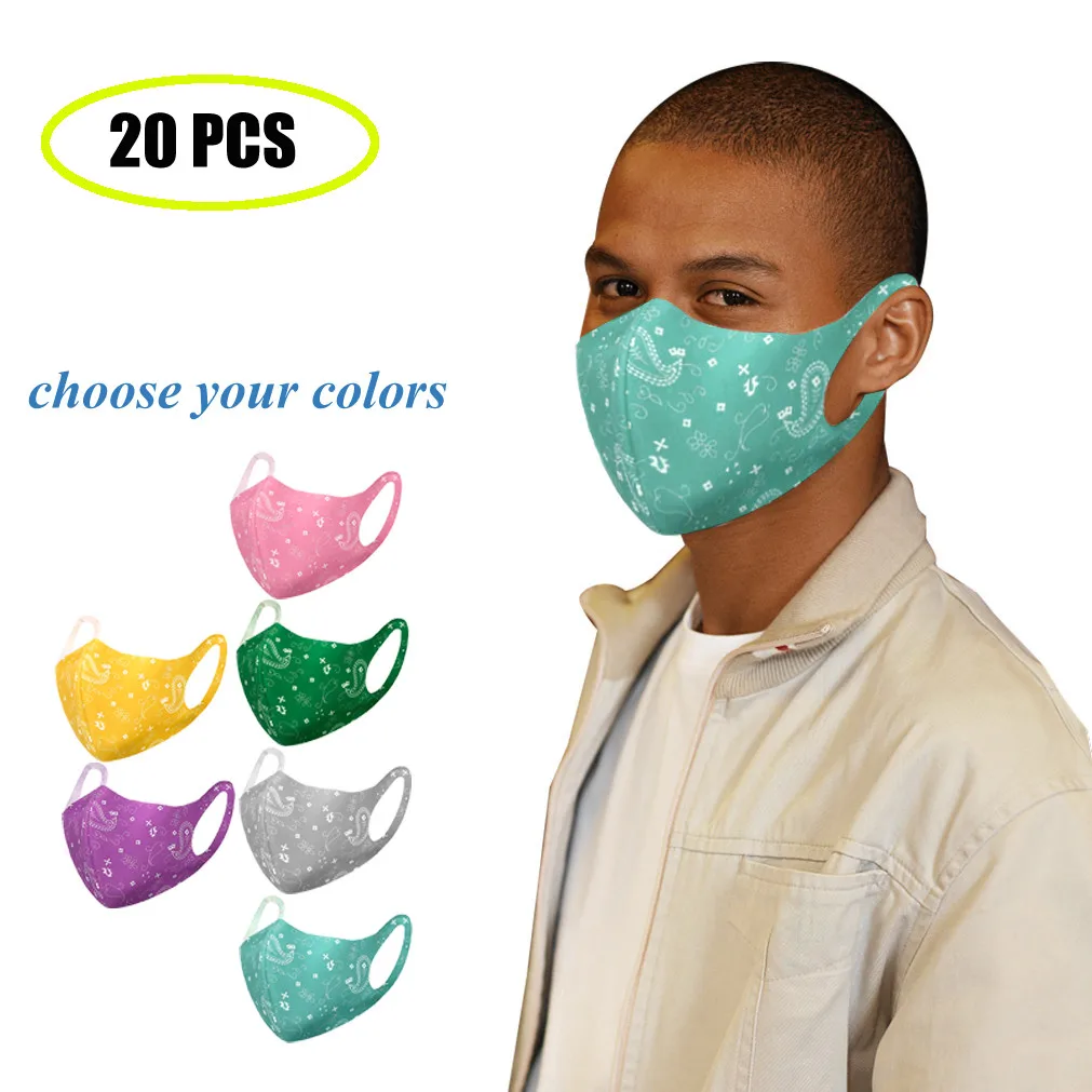 20 шт. маски для лица повседневные многоразовые модные защитные губки моющиеся