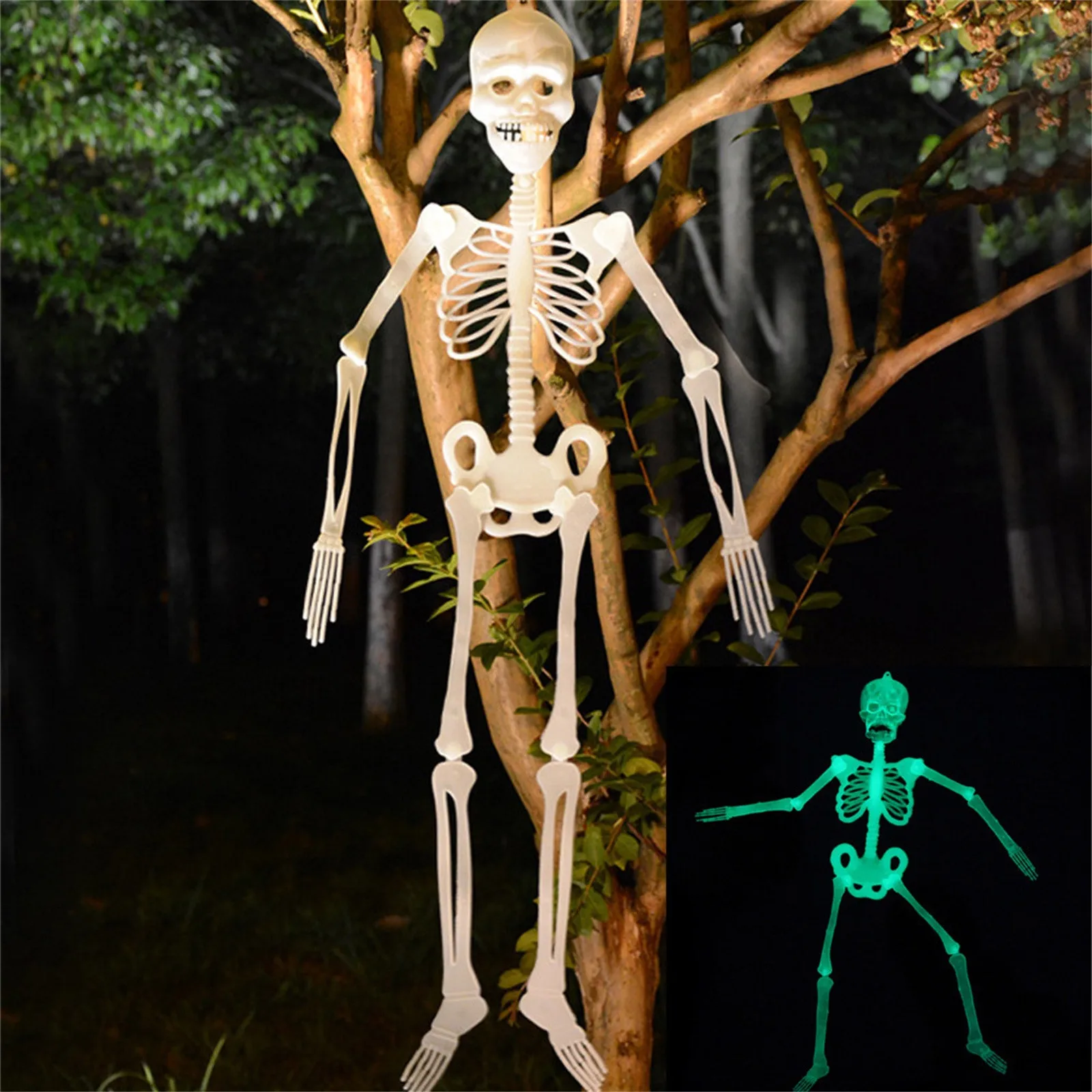 

Светящийся череп-скелет для Хэллоуина 90/150 см, страшная игрушка на Хэллоуин, дом с привидениями, хитрый реквизит 2021, креативные бромы для Хэл...
