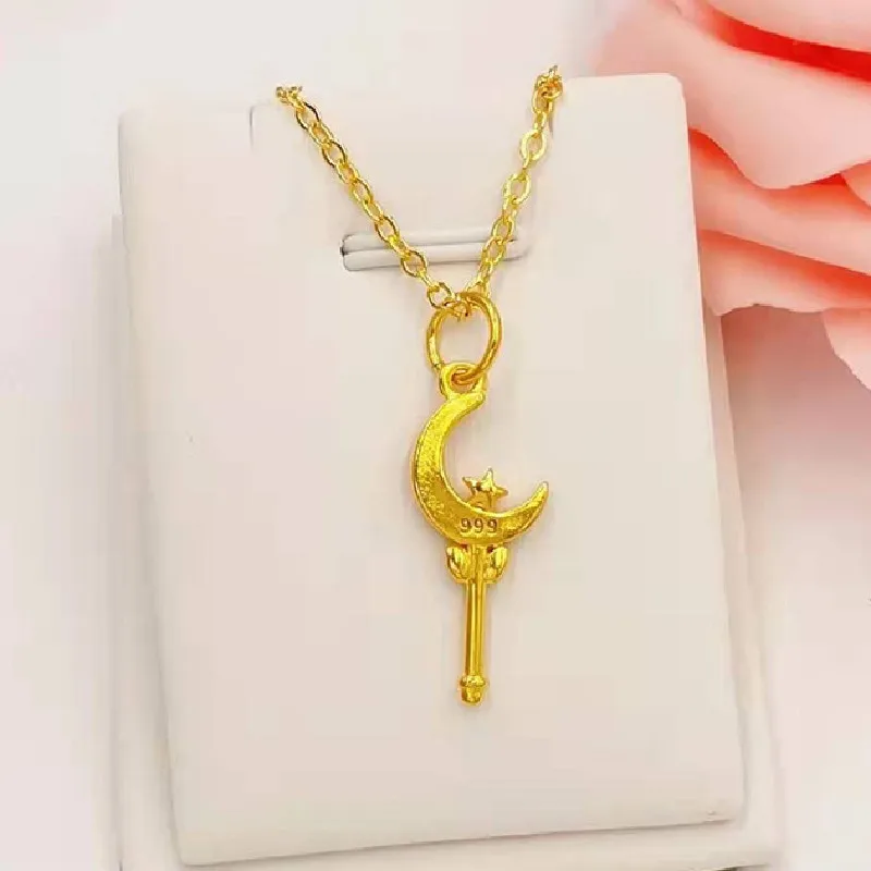 Небольшое ожерелье с кулоном из чистого золота акция оригинальное позолоченное