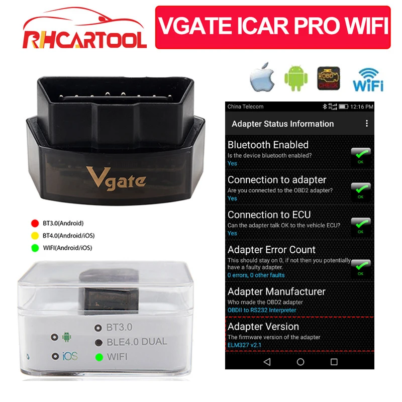 

Автомобильный диагностический сканер Vgate iCar Pro ELM 327 OBD2, BT Wi-Fi для Android/IOS, устройство для считывания кодов V2.1 iCar Pro, оригинал