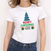 casual clothes new style white tees female basic new 2022 merry christmas printed o neck t shirt regular women short sleeve tee