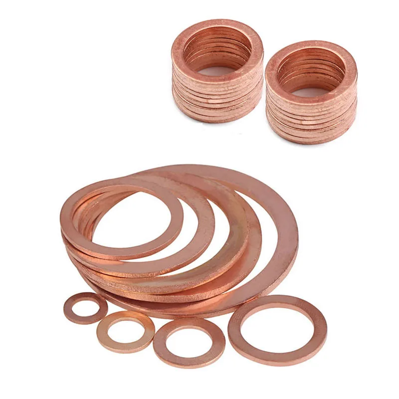 

5-25pcs M5 M6 M8 M10 M12 M14 M16 M18 M20 M22 Solid Copper Washer Shim Flat Ring Gasket Rings Seal Plain Spacer Washers Fastener