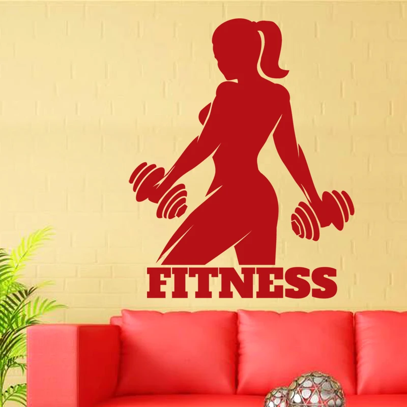 

Fitness Decal Gym Dumbbell Sticker Body-building Posters Vinyl Wall Decals Mural Fitness Words Crossfit Decal Muscle Gym Sticker