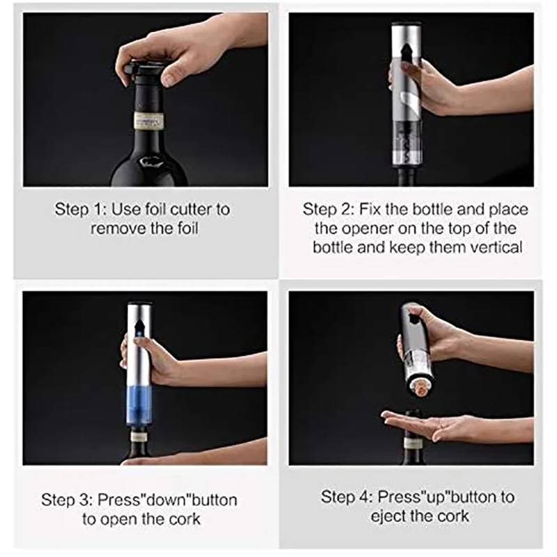 

Electric Wine Bottle Opener, Wine Opener Set Battery Powered Automatic Wine Bottle Corkscrew Opener