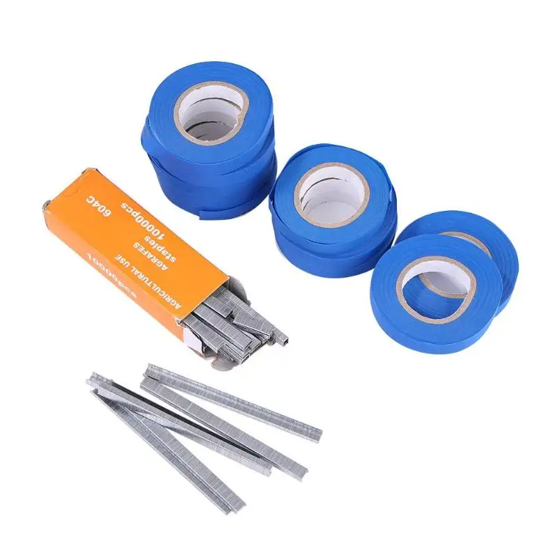 Garden Tools Plant Tapetool Tapener Tying Machine Accessories 10 Roll Tape+1 Box Nails Packing Vegetable Stem Strapping | Инструменты