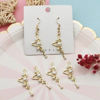 10pcs chic pearl electrocardiogram charms gold color metal pendants 1437mm handmade earring finding for diy jewelry accessories