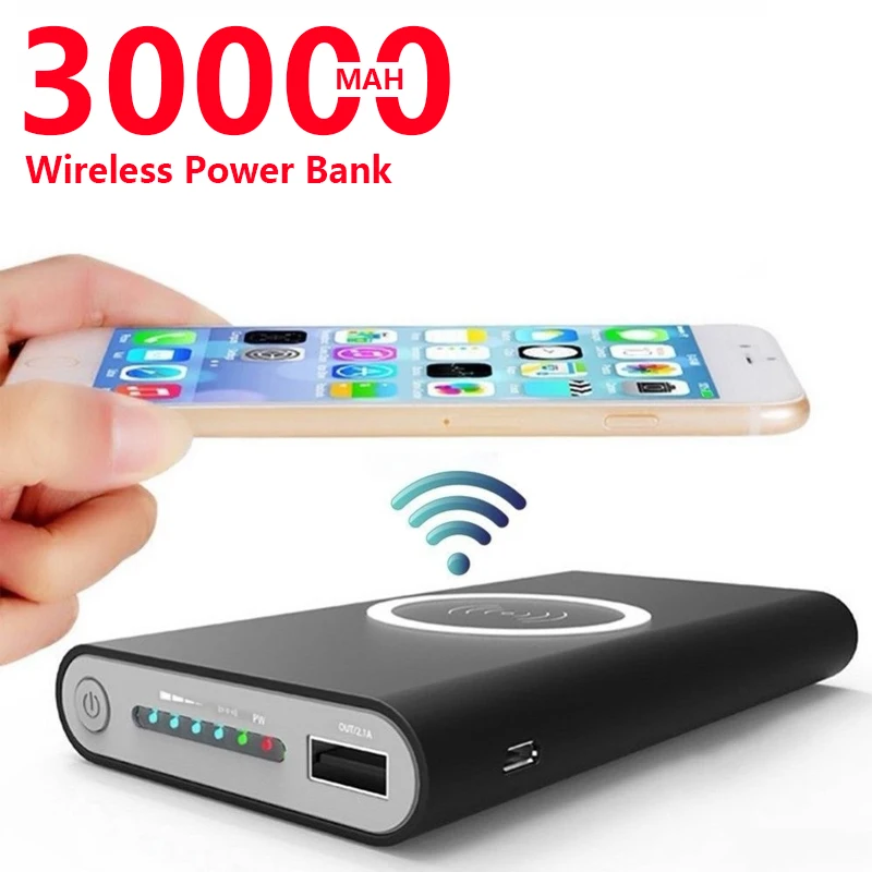 30000mAh Беспроводное зарядное устройство большой емкости мобильный Банк питания