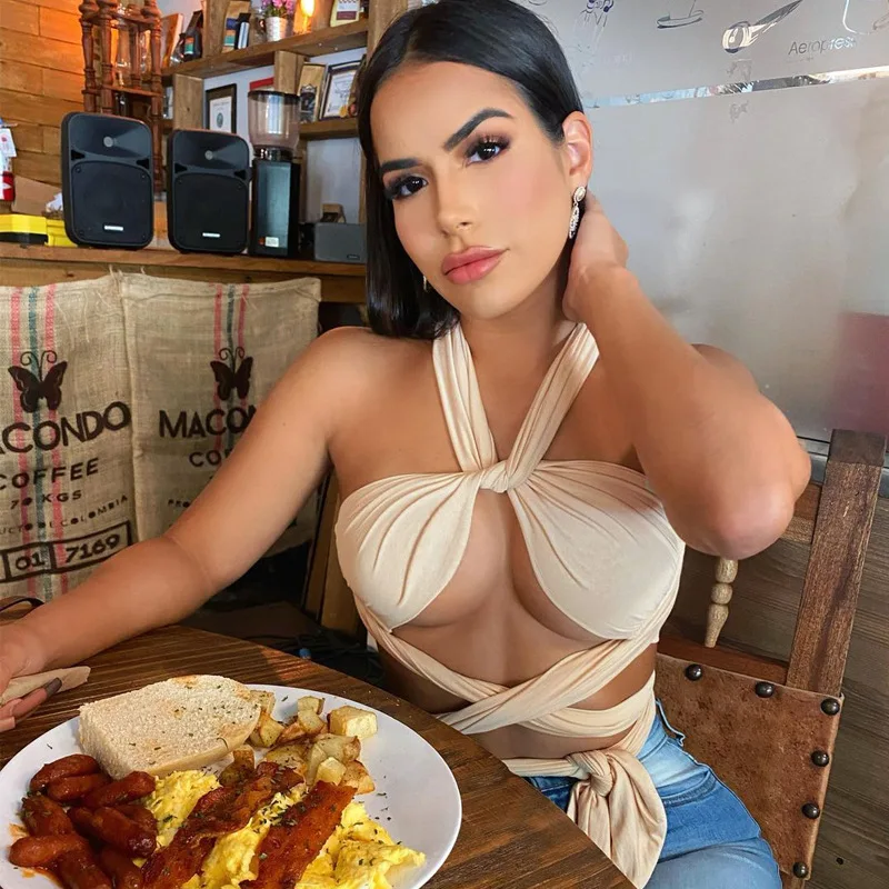 Tops de verano DIY para mujer, gran oferta 2025, estilo Y2K, top corto con cuello halter y tirantes finos, camisola deportiva para mujer, ropa de fiesta en la playa