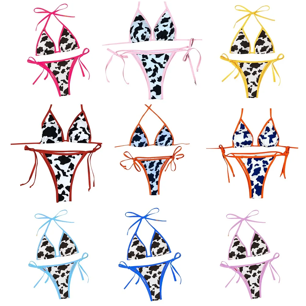 Сексуальное бикини новинка 2021 купальник с коровьим принтом женское пуш-ап