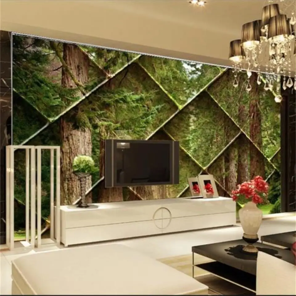 Пользовательские размеры 3d фотообои настенная гостиная кровать комната лес
