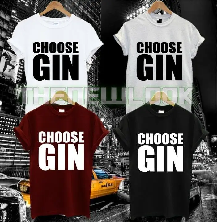 Выберите Джин футболка Любовь забавная Цитата Мода слоган алкоголь хипстер