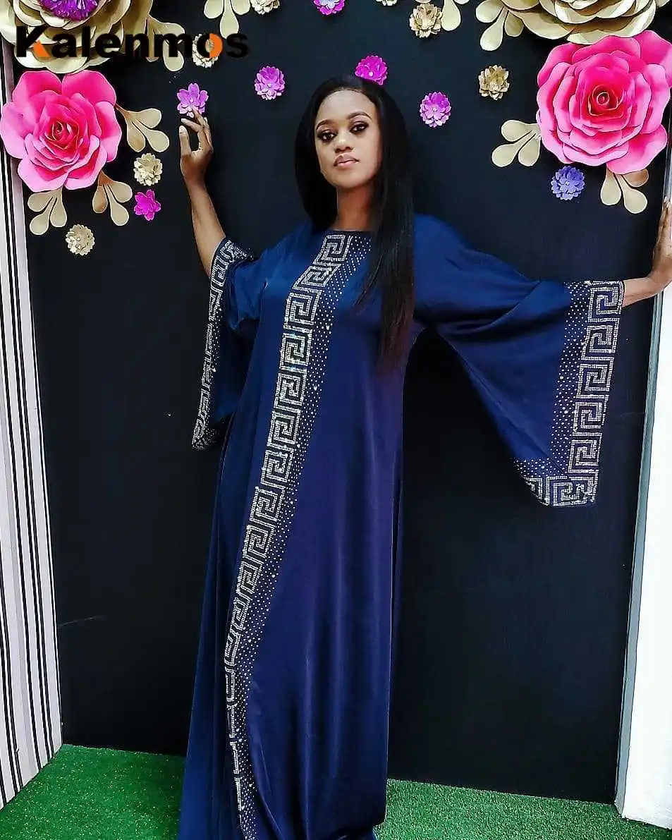 

Африканские платья для женщин Дашики вечерние платья абайя шелковое Бисероплетение Макси Базен Винтаж длинный рукав халат платья Африка о...