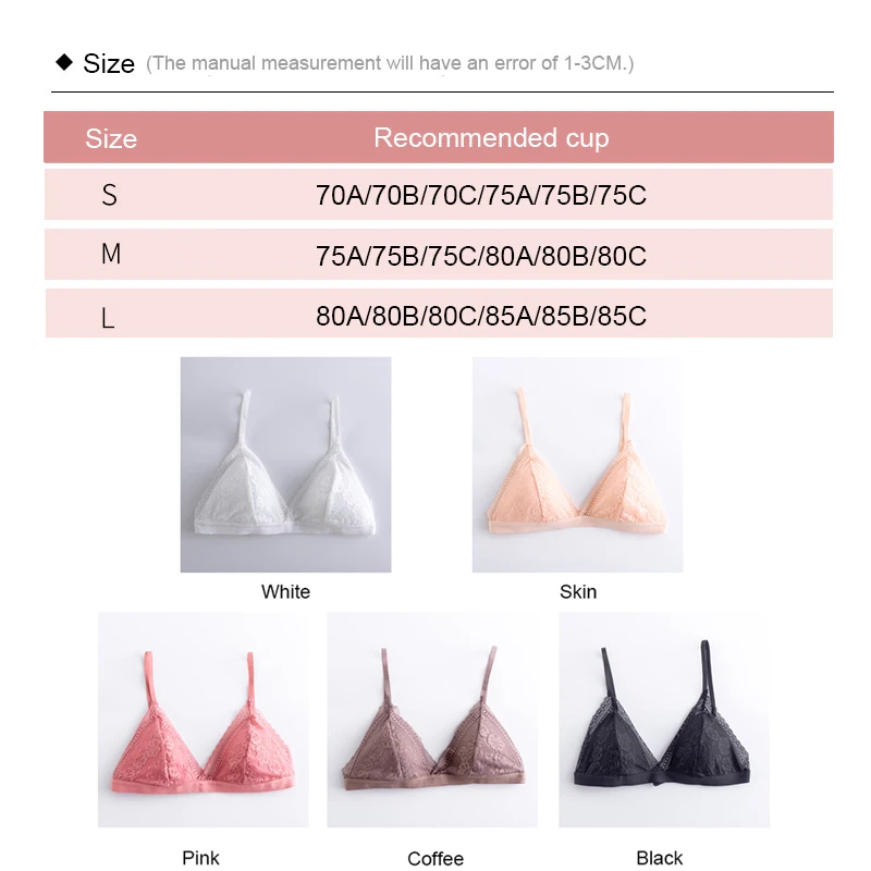 

New Sexy Padded Lace Bralette Bra Top Ladies Wire Free Seamless Adjusted Brassiere Women Lingerie Deep V Lace Bras French Style