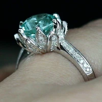 fashionable romantic 2ct white green diamond female ring engagement wedding bride love ring size 5 11