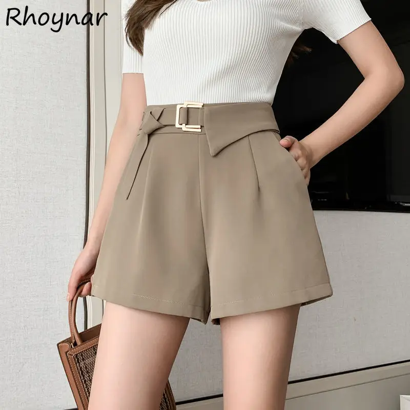 

Shorts Women Leisure Office Lady Sashes Feminine Daily Solid High Waist Chic Simple Mujer Summer Vintage Trendy Female Loose Ins