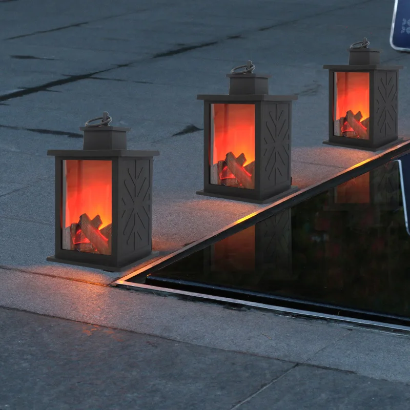 Night Light Led Flame Fireplace Wind Simulation Fo Tan Decoration Table Lamp For Courtyard Living Room Decor | Лампы и освещение