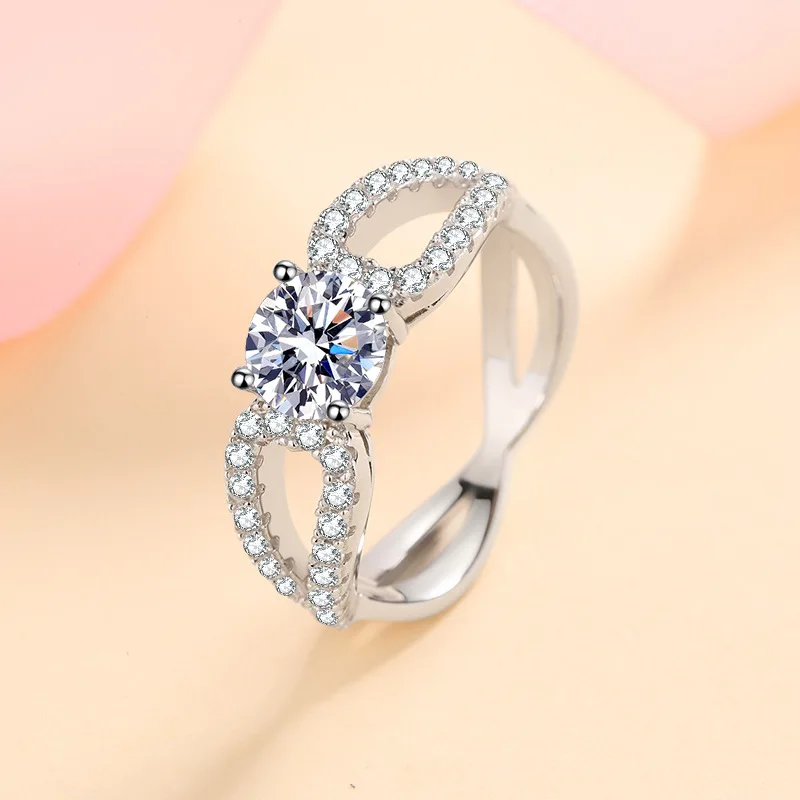 

Classic 925 Sterling Silver Moissanite Ring 1ct 2ct 3ct carat D color jewelry Simple style Anniversary Ring