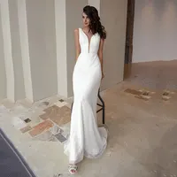 Elegant Wedding Dress Mermaid V-Neck Satin And Glitter Wedding Gown with Detachable Ruffle Ball Gown Skirt Bridal Gown 2021