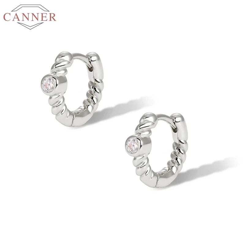 

CANNER 925 Sterling Silver Hoop Earrings For Women Zircon Earring Piercing Cartilage Arete Earings Luxury S925 Jewelry Pendiente