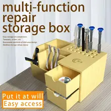 The Newest Multifunctional Wooden Storage Box Screwdriver Tweezers Holder Mobile Phone Repair Desktop Storage Tool Parts Box