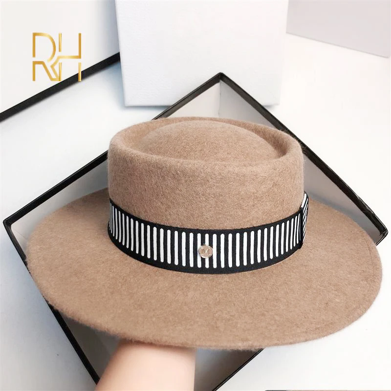 Церковные зимние шляпы для женщин Панама шапка мягкая винтажная полосатая лента