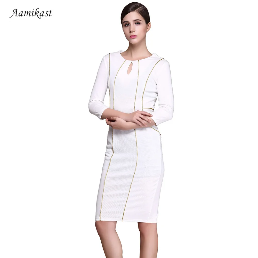 Женское платье карандаш с круглым вырезом рукавом три четверти|Женские платья| |