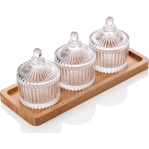 

Queen's Kitchen Bamboo Standing Crystal Glass Spice Team