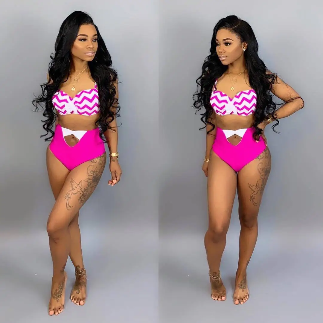 Женские комплекты бикини одежда Новинка лета 2021 бюстгальтер в полоску с принтом