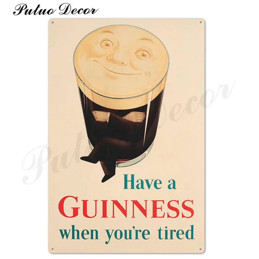 TH2531 Винтажная металлическая табличка Guinness, Оловянная табличка, металлическая винтажная тарелка для паба, Настенная декоративная тарелка для бара, паба, клуба, человека, пещеры - Цвет: TH2531