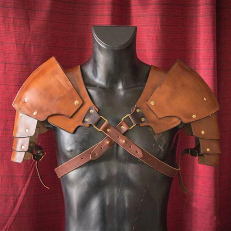 

Cosplay Medieval Retro Knight Warrior Multi-Layer Leather Rivet Armor Stage Game Show Outdoor Costume Props